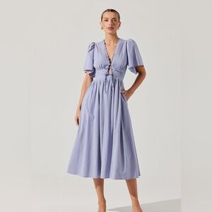 ASTR the label Hadleigh Scallop Detail Cotton Blend Midi Dress
